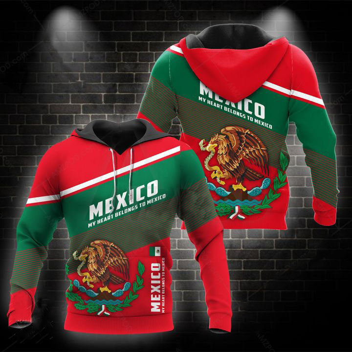 ViticStore™ Mexico National Symbol Red & Green 3D- All over printed 3XL Hoodie gift for Mexican