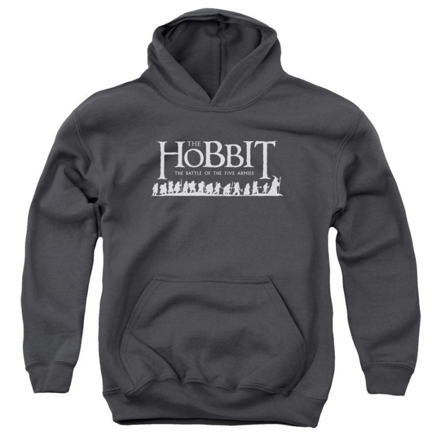 The Hobbit Walking Logo Kids Youth Hoodie Charcoal