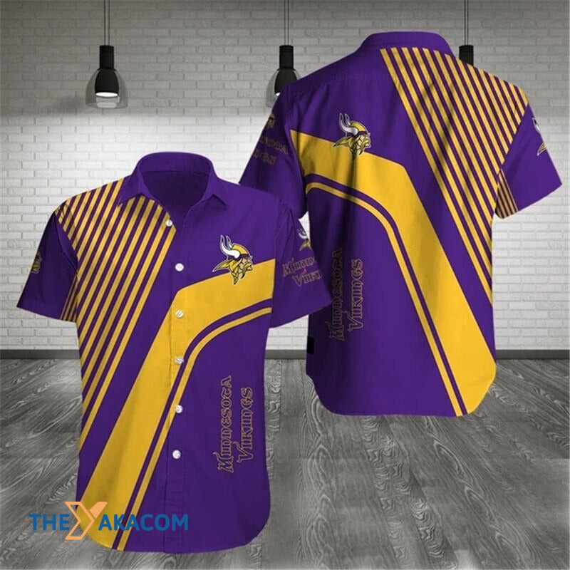 Minnesota Vikings Nfl Team Gift For Fan Pattern Stripe Short Sleeve Hawaii Shirt Ha39310