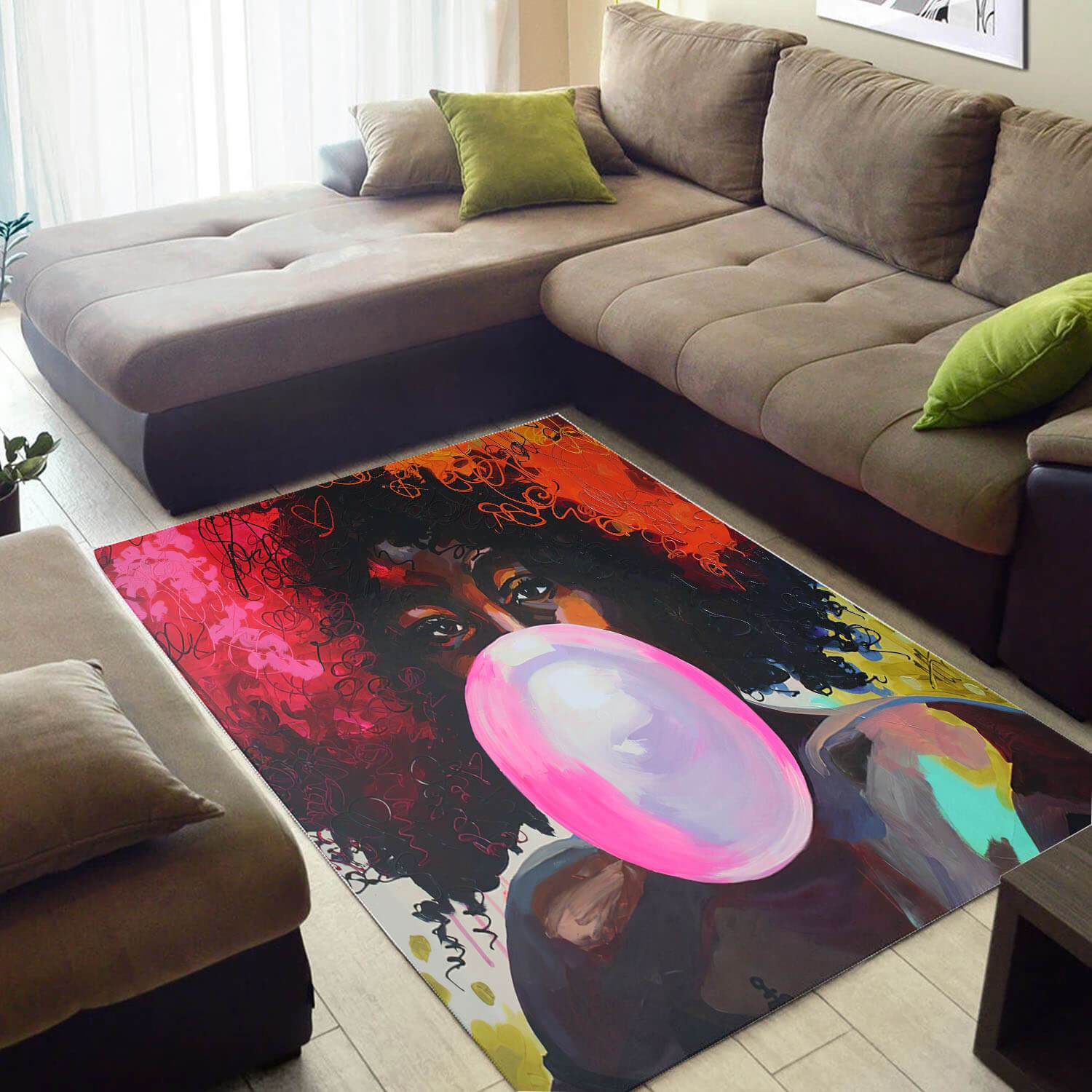 Modern African Area Rug Pretty Afrocentric Melanin Afro Girl African Design Floor Carpet African Inspired Living Room WBG3698