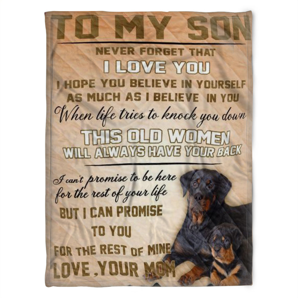 To My Son Blanket, This Old Women Will Always Have Your Back,Gift For Son Family Home Decor Bedding Couch Sofa Soft And Comfy Cozy