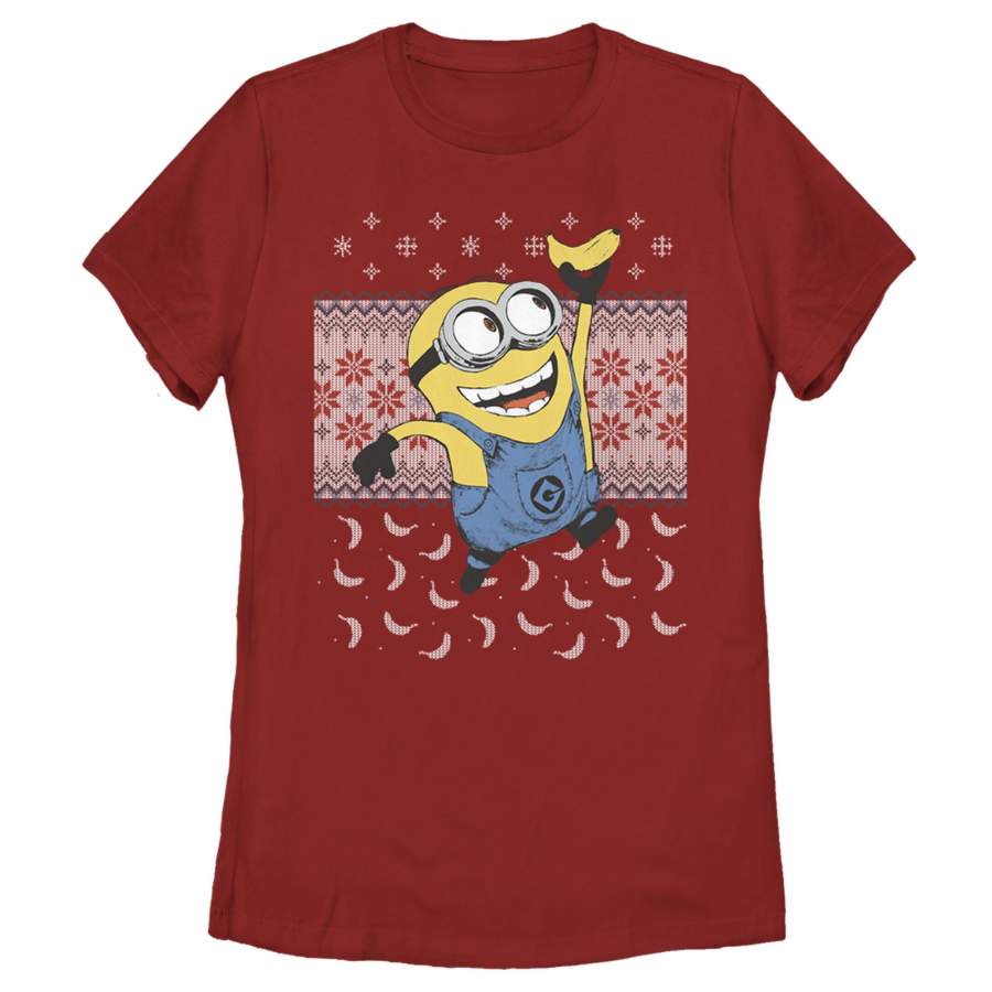 Despicable Me Women’s Ugly Christmas Minons Banana  T Shirt