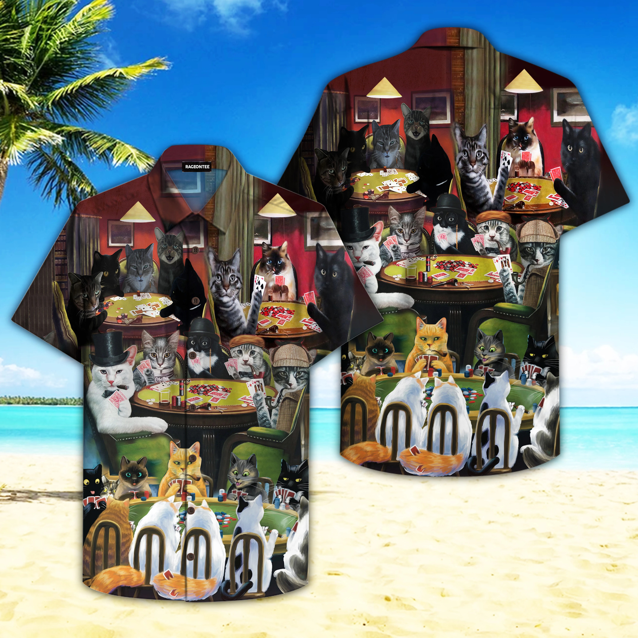 Cats Playing Poker Hawaii Shirt Unisex Adult Ha20423