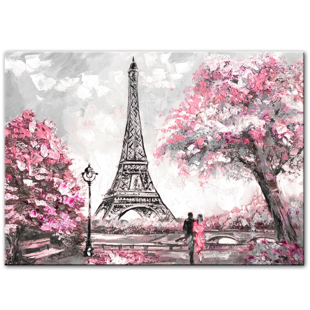 Paris Street View Wall Art Canvas Paintings for Living Room Paris Tower Flower Posters and Prints Wall Pictures for Home Decor alx