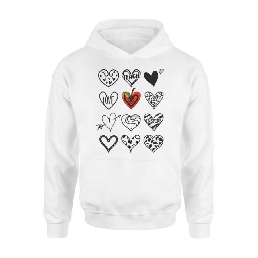 Teach Love Inspire Love Cute Heart Teacher Valentines Day – Standard Hoodie