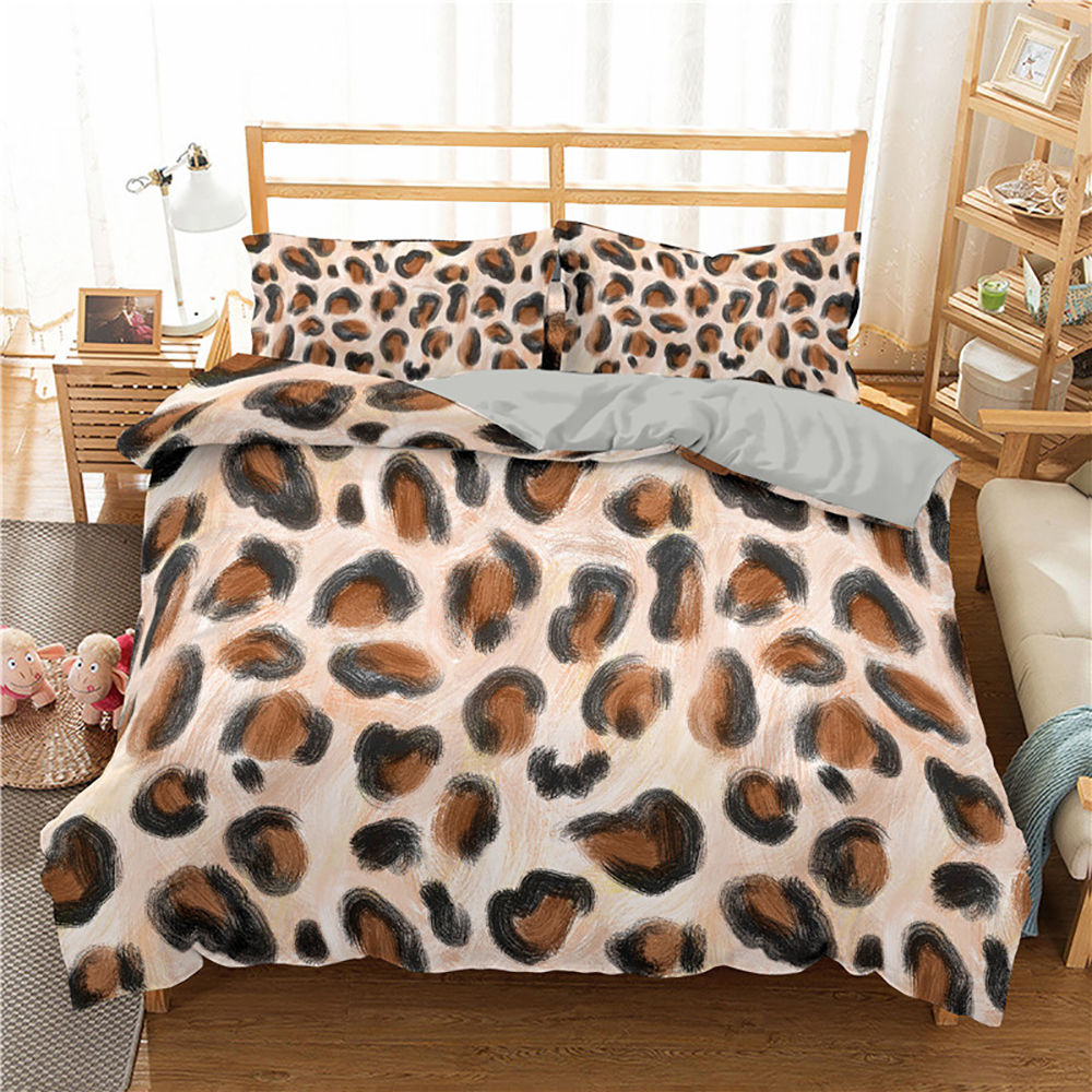 3D Leopard Print Bedding Set Sets With Pillowcase Bedding Set Duvet Cover