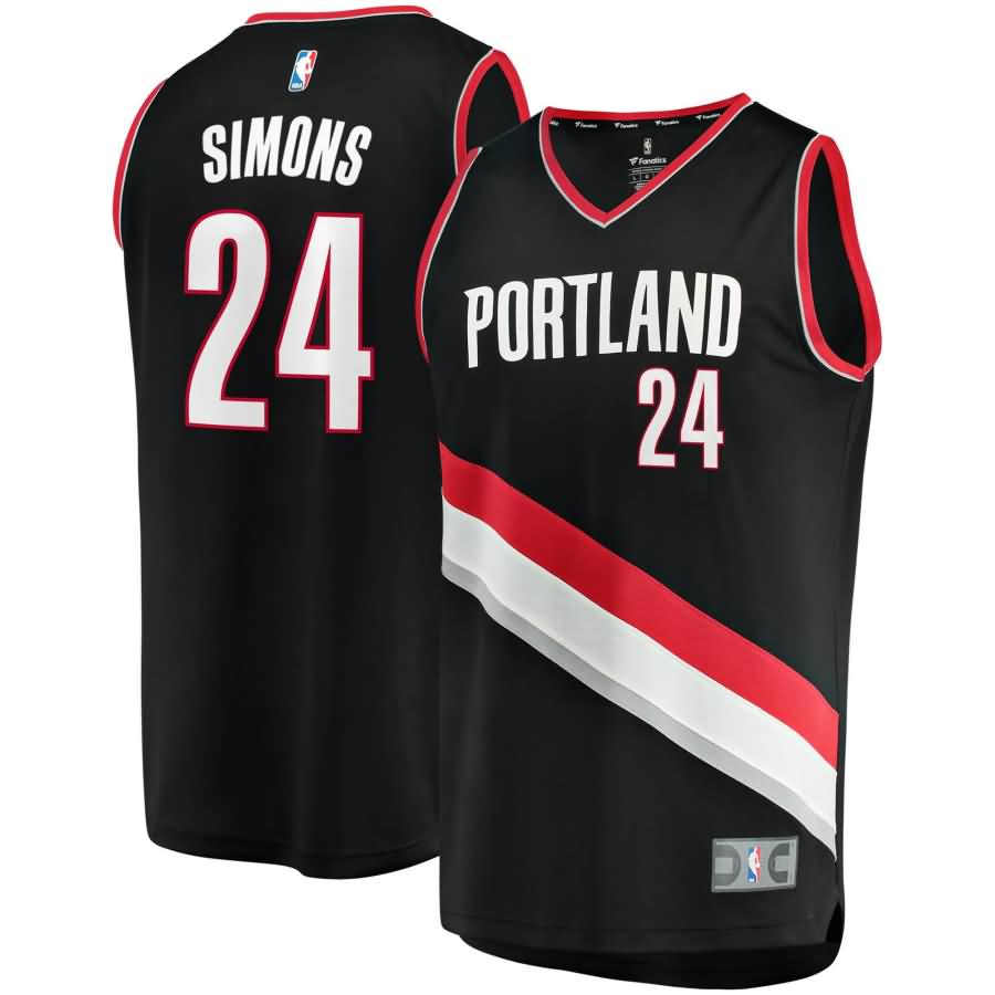 Anfernee Simons Portland Trail Blazers Fanatics Branded Youth 2018 NBA Draft First Round Pick Fast Break Replica Jersey Black – Icon Brandedition