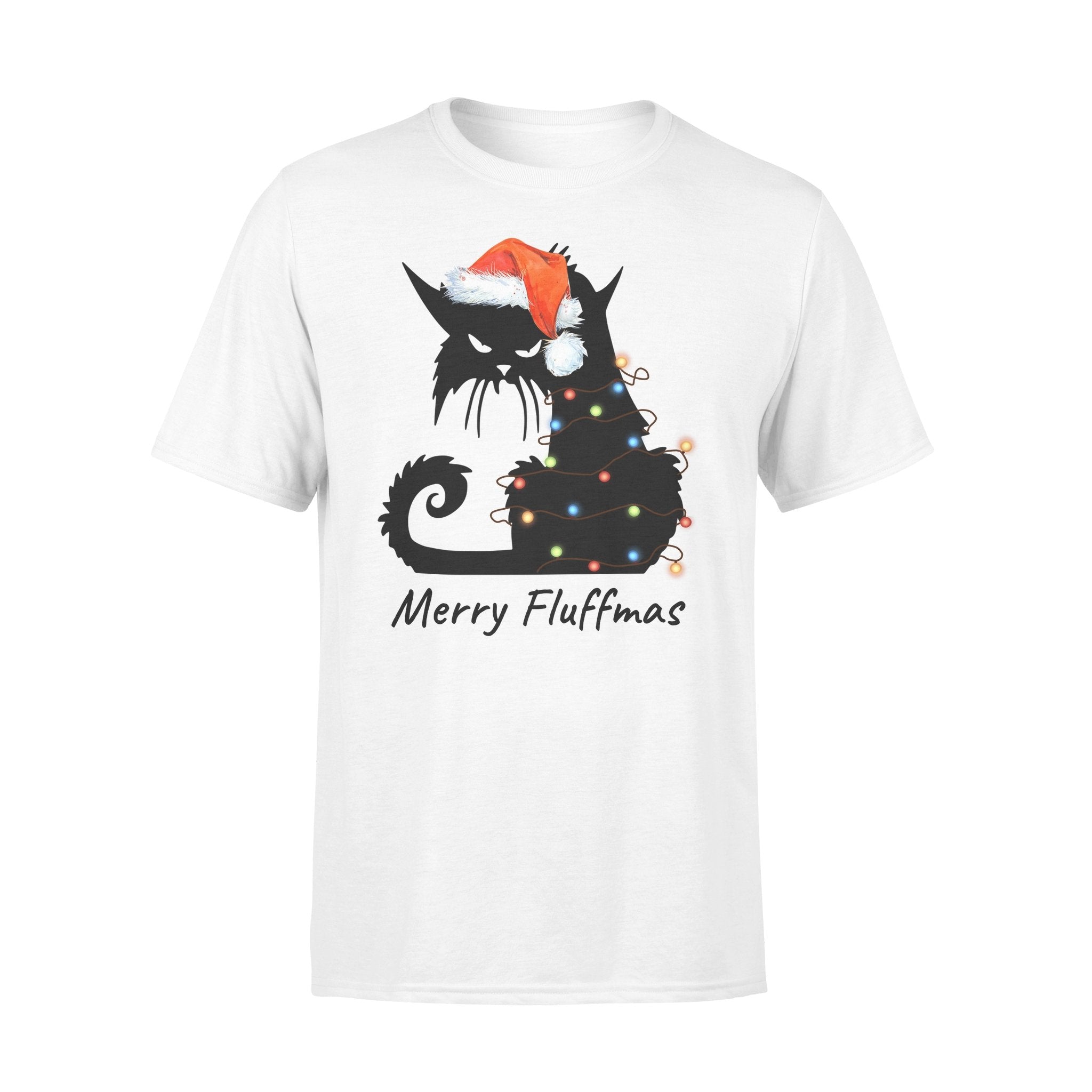 Cat Light Merry Fluffmas Santa Hat Meowy Christmas Kitten Funny Gift Graphic Unisex T Shirt, Sweatshirt, Hoodie Size S – 5XL