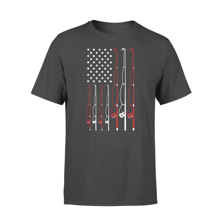 Fishing Rod American Flag Independence Day T-shirt