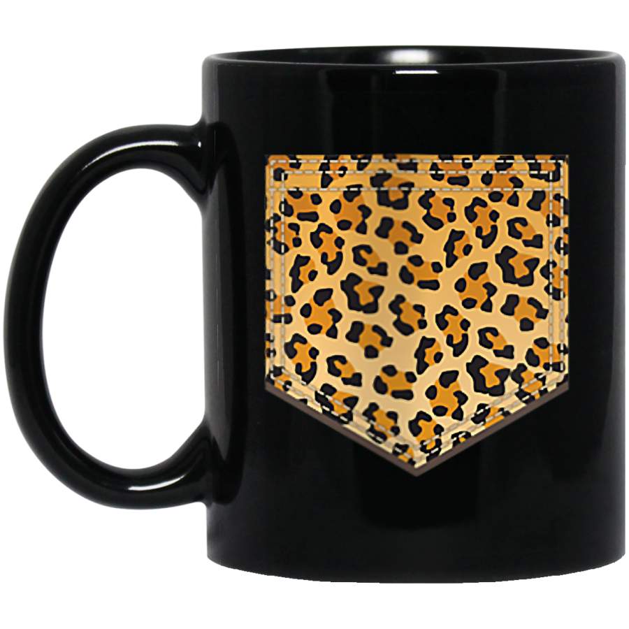 Womens Leopard Print Pocket Art Cool Animal Lover Cheetah Gift Coffee Mug