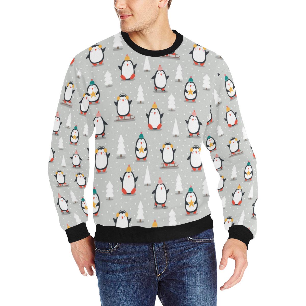 Cute Penguin christmas pattern Men’s Crew Neck Sweatshirt