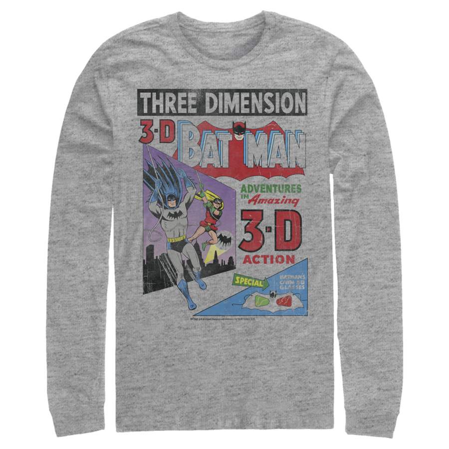 Batman Men’s 3D Vintage Comic Cover  Long Sleeve Shirt