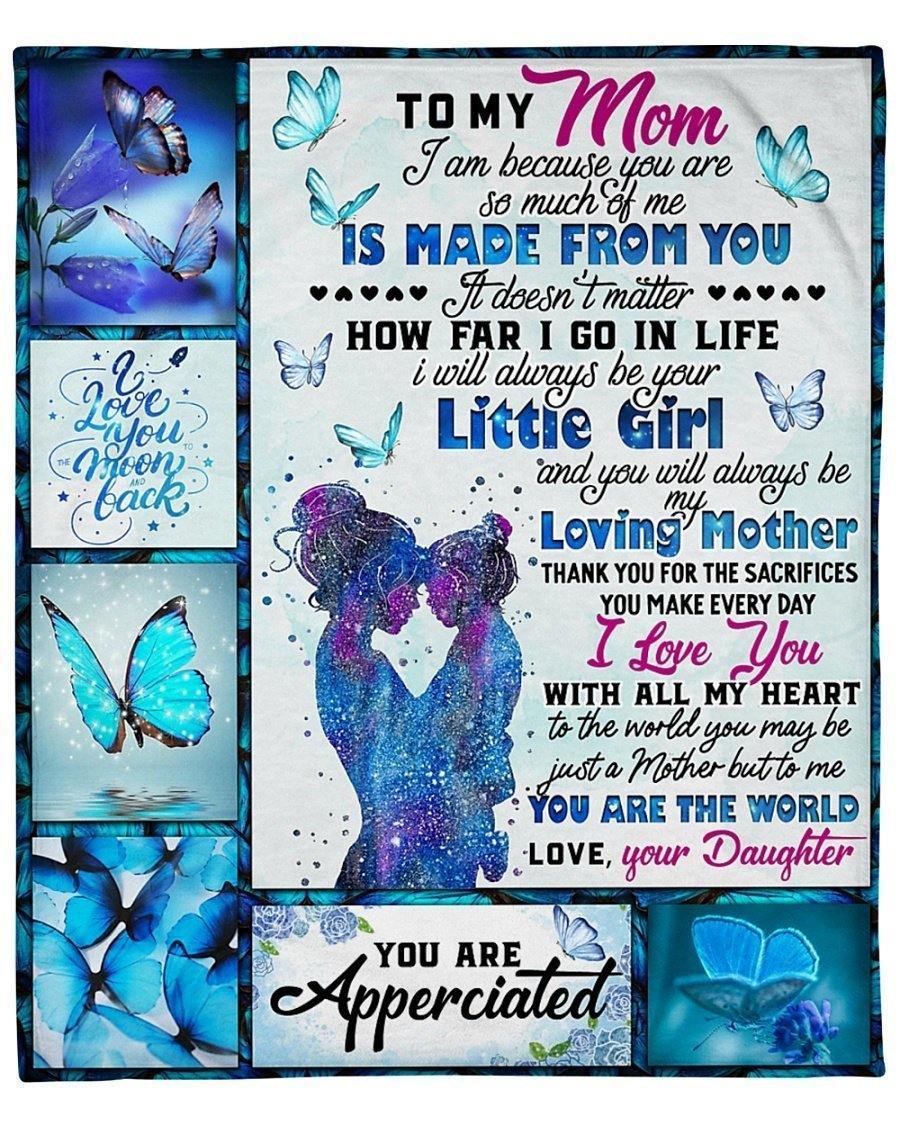 To My Loving Mom Blue Butterfly – Gift For Mom For Mother’S Day, Unique Gifts Home Decor Gift For Family – Sherpa Blanket Fleece Blanket