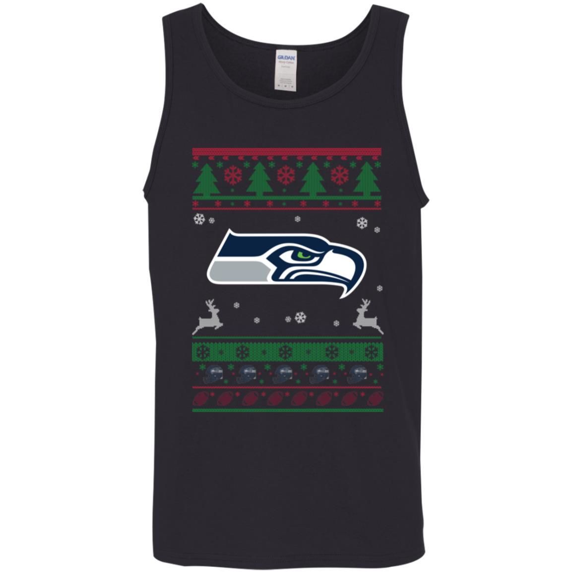 Seattle Seahawks Logo Football Teams Ugly Christmas Sweater Men Tank Top