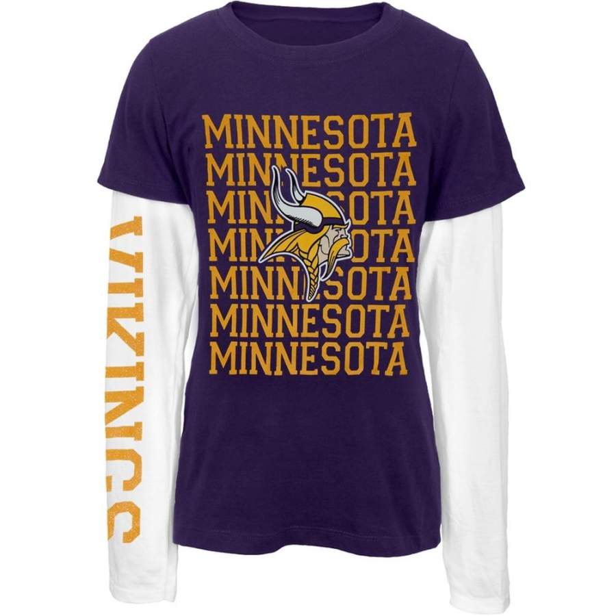 Minnesota Vikings – Team & Logo Girls Youth 2Fer Long Sleeve T-Shirt