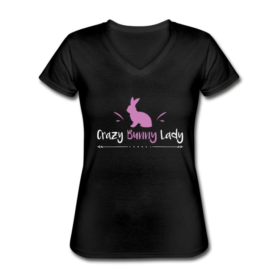 Crazy Bunny Lady Women’s V-Neck T-Shirt