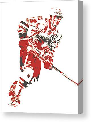 Johnny Gaudreau Calgary Flames Pixel Art 1 Joe Hamilton Canvas Print