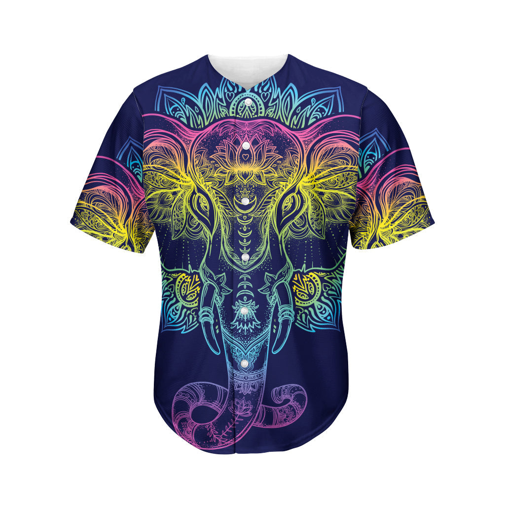 Rainbow Indian Elephant Print Men’S Baseball Jersey 3D Print