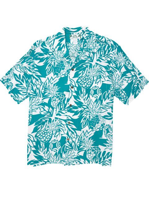 Palms Wild Pineapple Turquoise White Nice Design Hawaii Shirt Ha40385