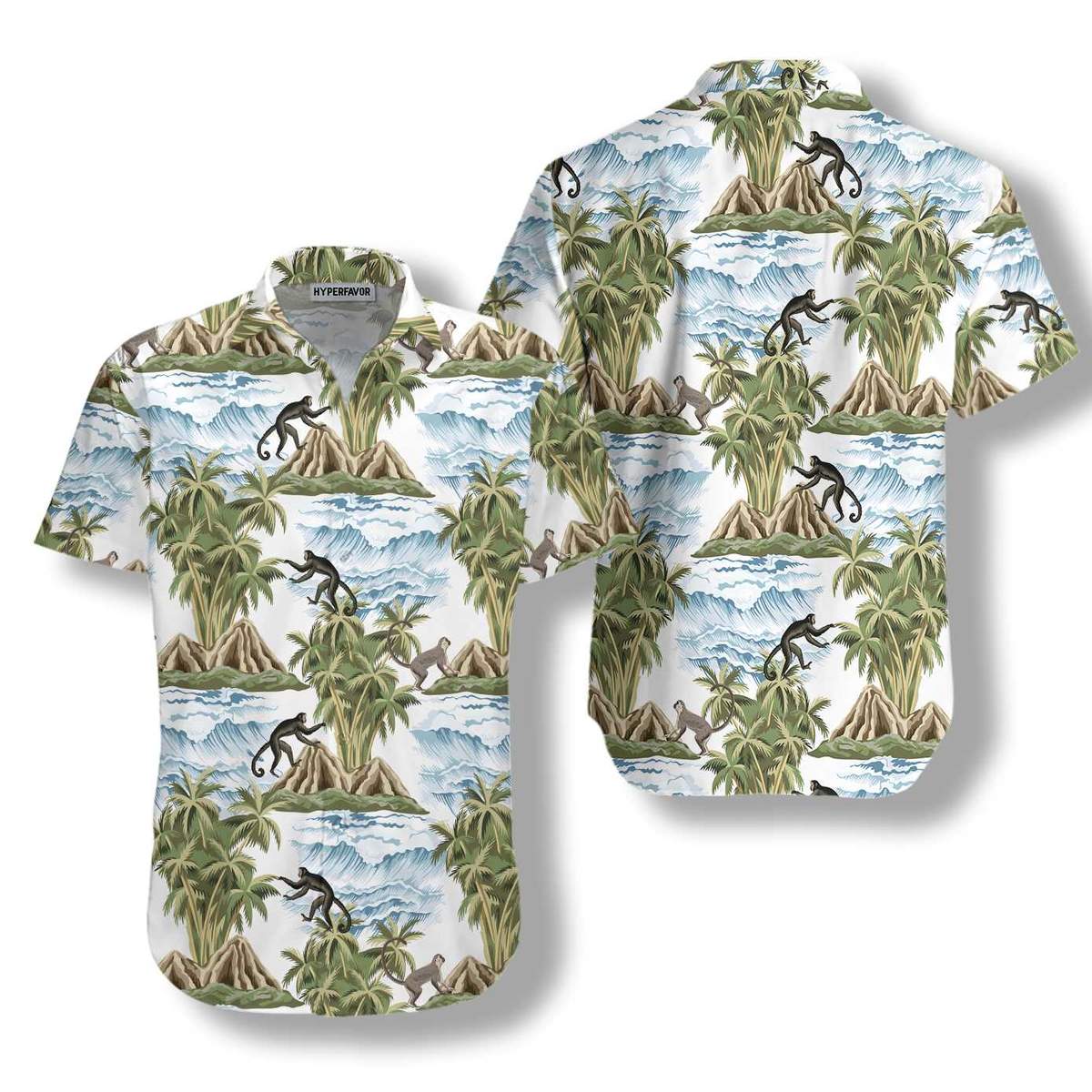 Vintage Island Palm Tree Monkey Hawaii Shirt For Men Women Ha68912