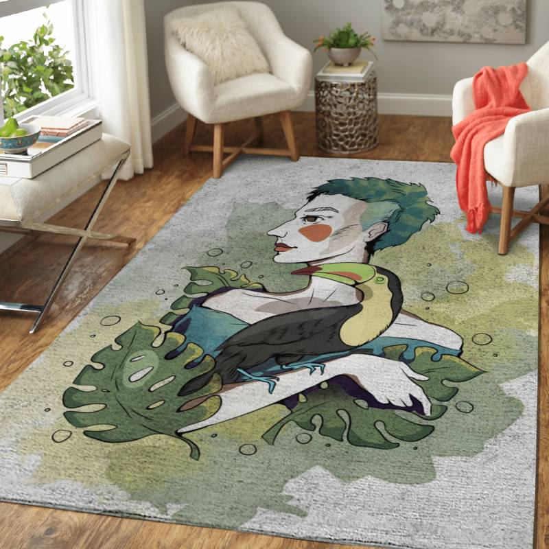 Girl with toucan – Girls With Animals Area Rug Carpet