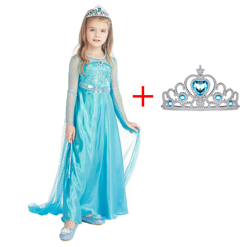 2022 New Elsa Princess Dress Summer Girls Sequined Tulle Children’s Skirt Elsa Cosplay Costume For Birthday Fancy Party Dresses alx