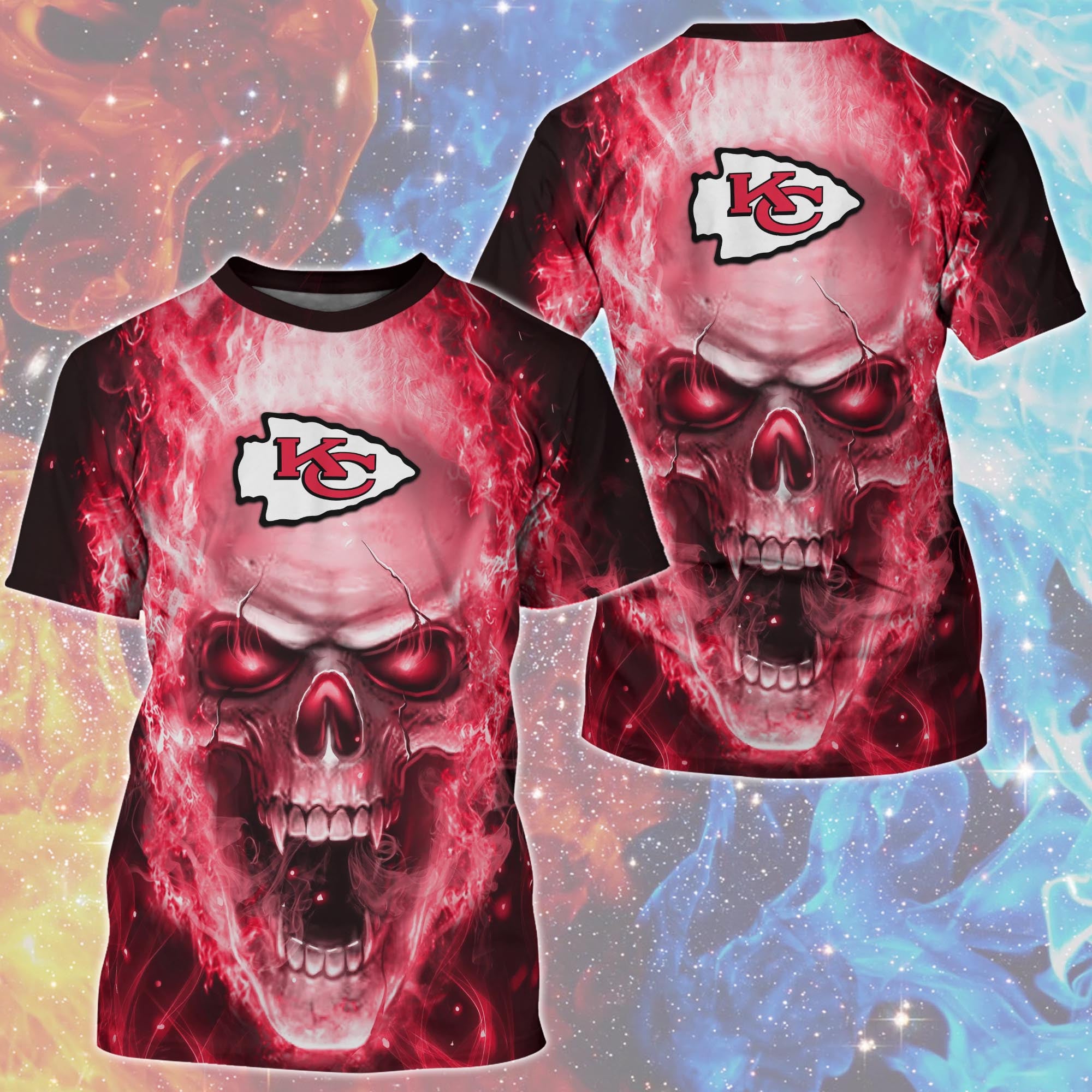 Kansas City Chiefs T Shirt Mens Skull