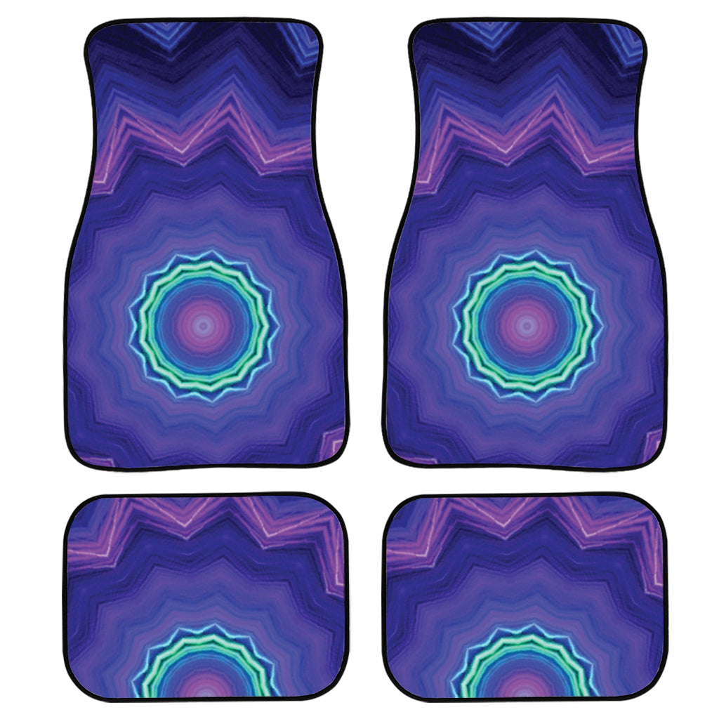 Purple And Blue Kaleidoscope Print Front And Back Car Floor Mats, Front Car Mat