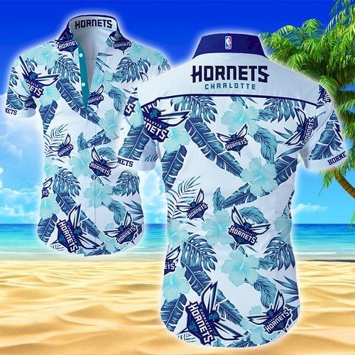 NBA Charlotte Hornets Teal Tropical Flowers Hawaiian Shirt