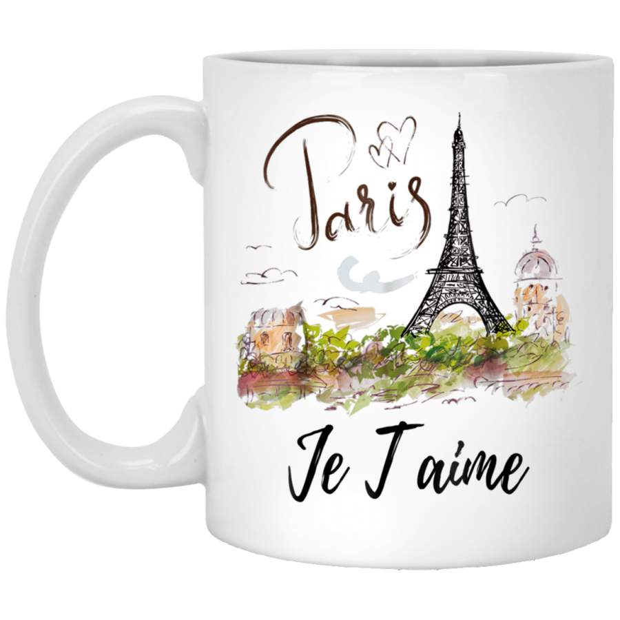 Eiffel Tower Paris Vintage I Love Paris France White Mug