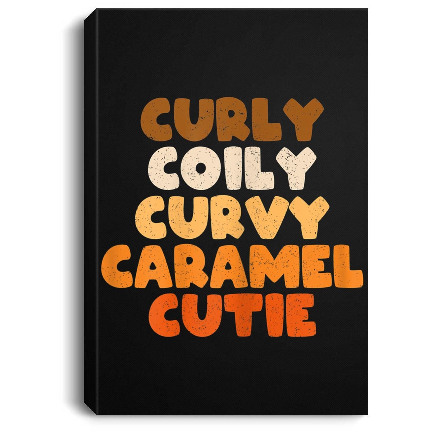 Womens Curly Coily Curvy Caramel Cutie Afro Melanin Black Woman Portrait Canvas