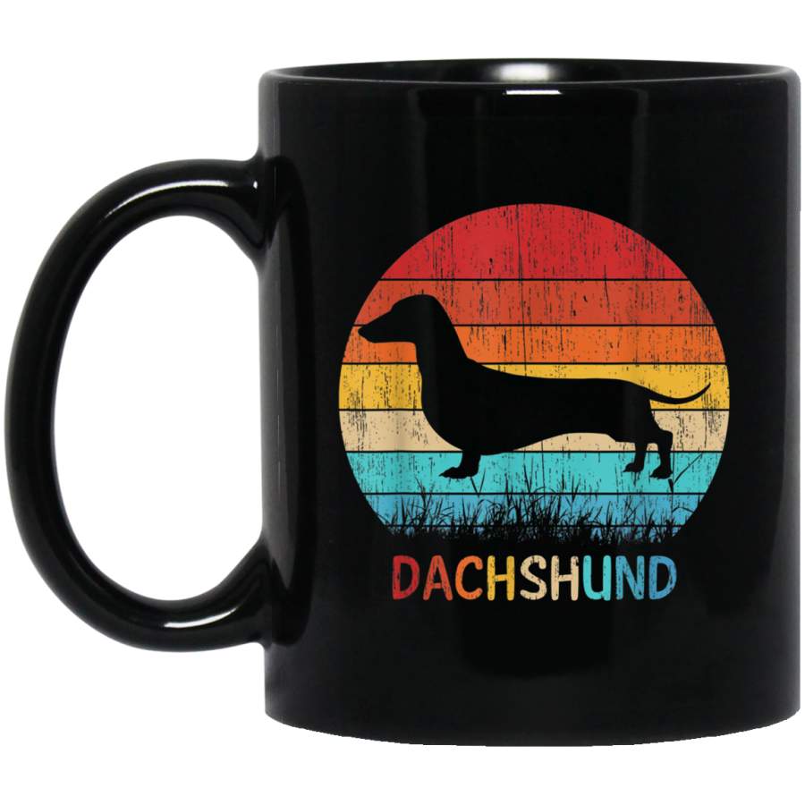 Dachshund Dog Gift Retro Vintage 60s 70s Silhouette Breed Mug