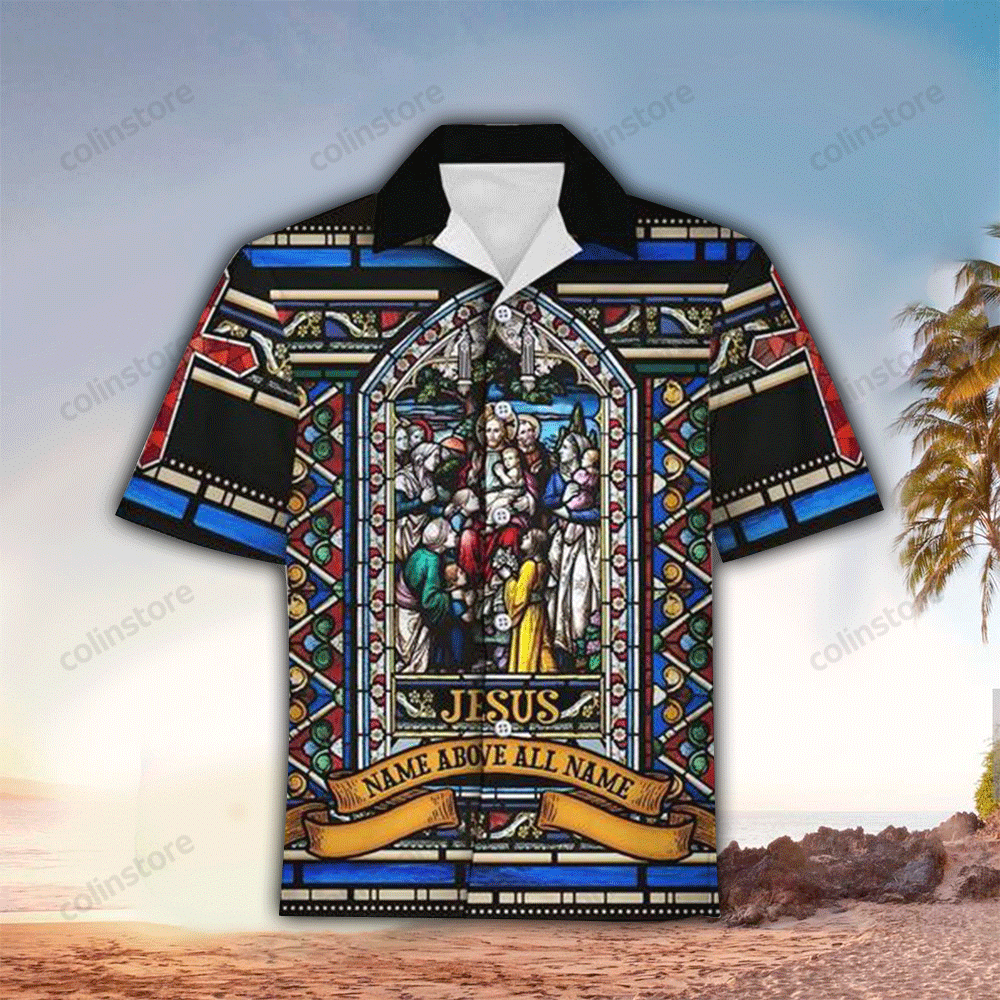 Jesus Name Above All Stained Glass Hawaii Shirt Aloha Ha7351