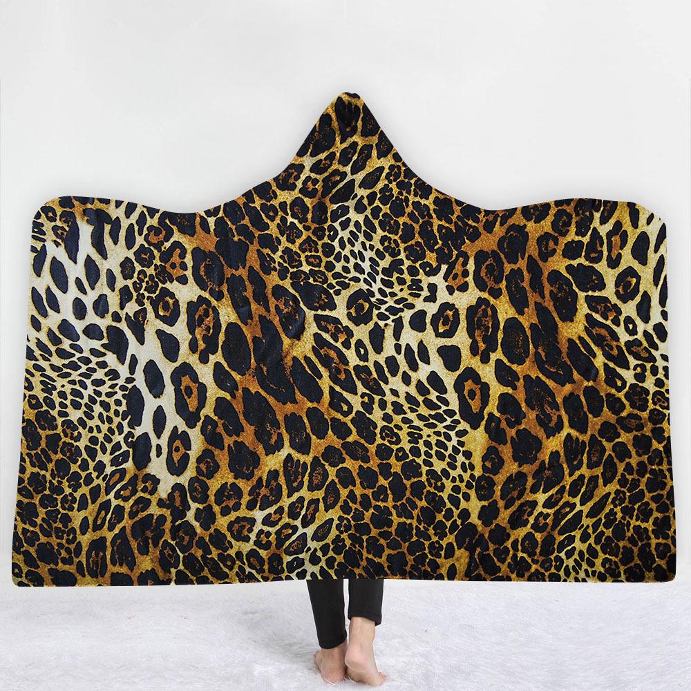 Animal Hooded Blankets – Animal Series Jaguar Pattern Icon Fleece Hooded Blanket