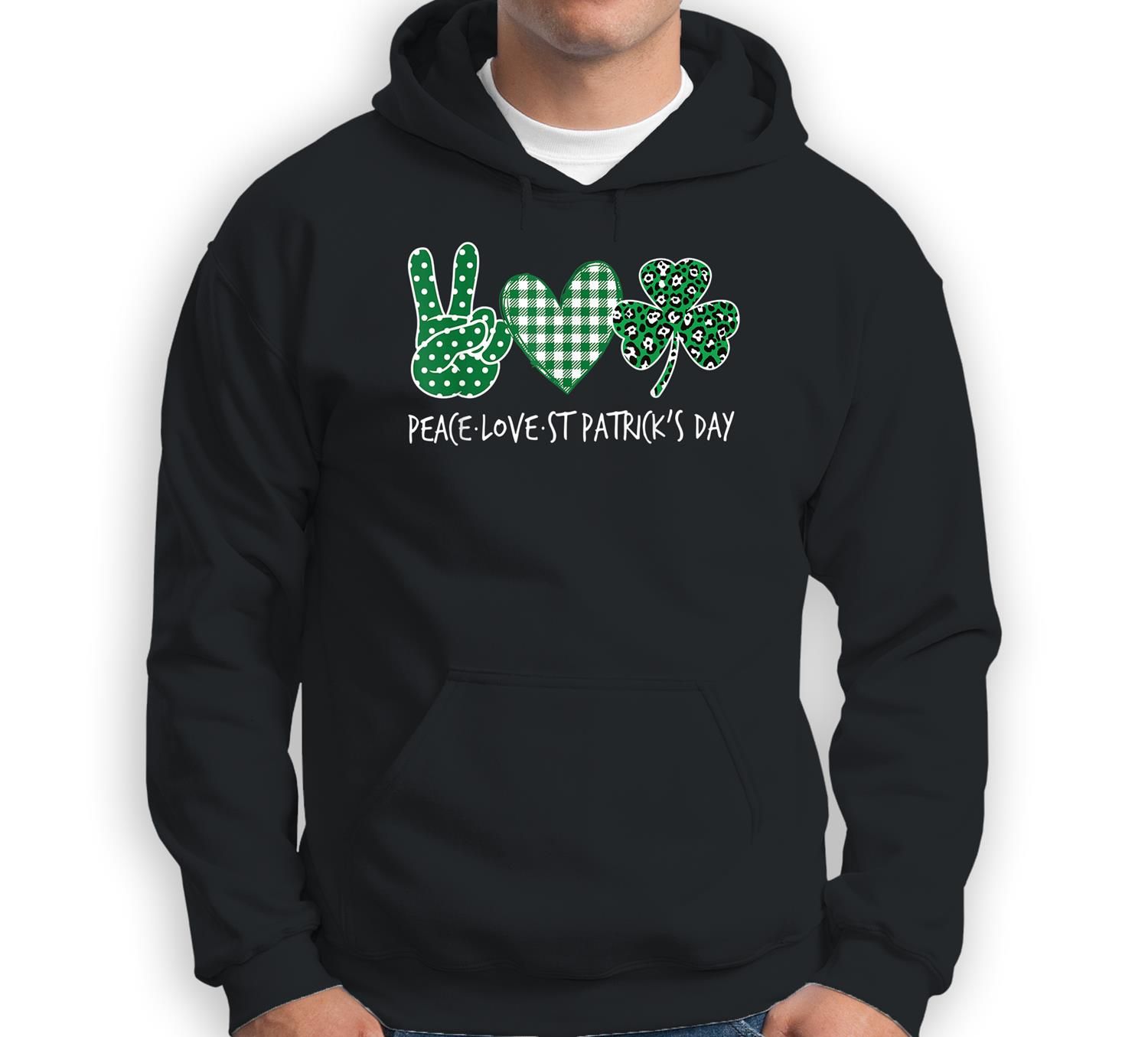 Green Plaid Leopard Peace Love Shamrock St Patrick’s Day Sweatshirt & Hoodie