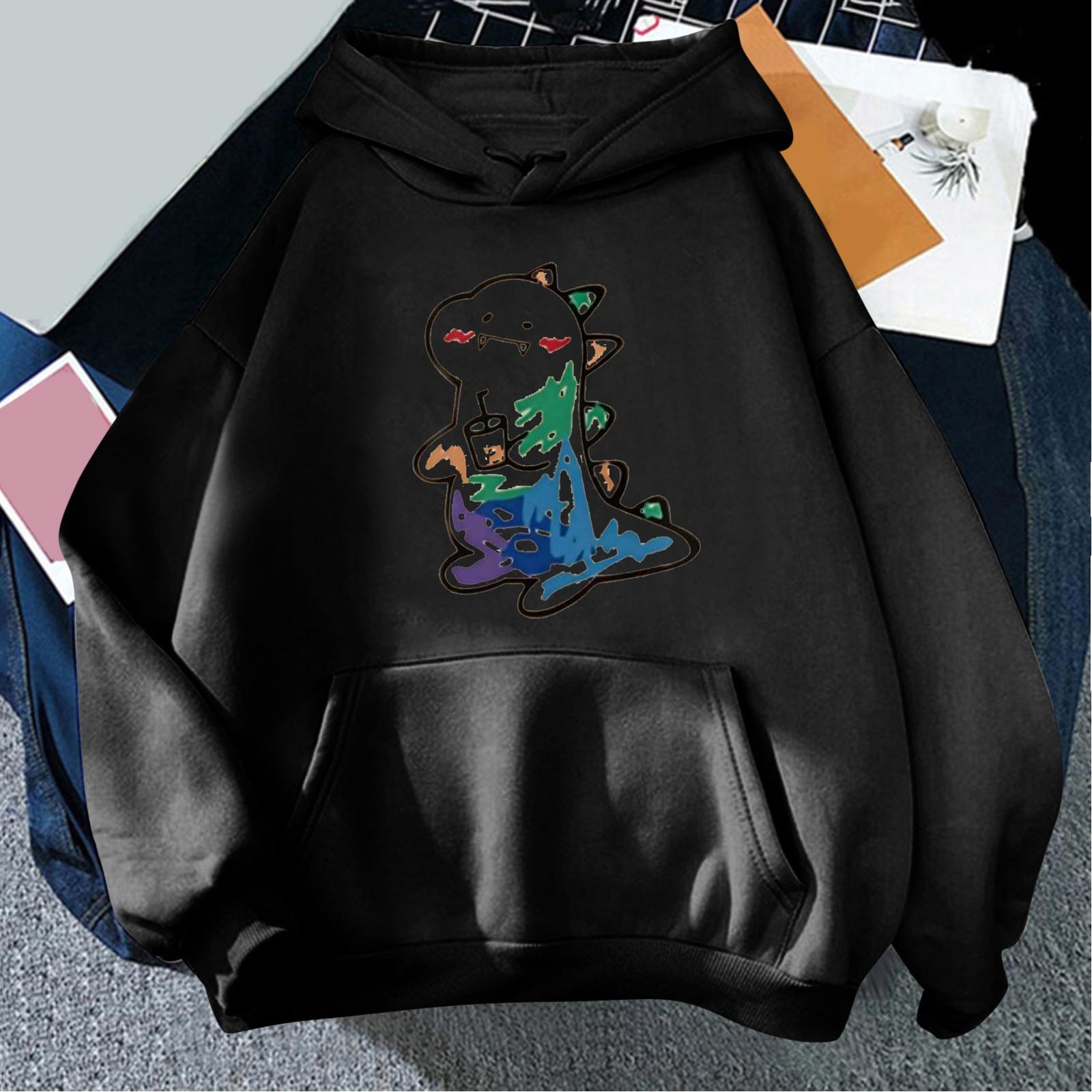 Womens Cute Print Loose Sweatshirt Hoodie For Teen Girls Clothes Hoodie alx