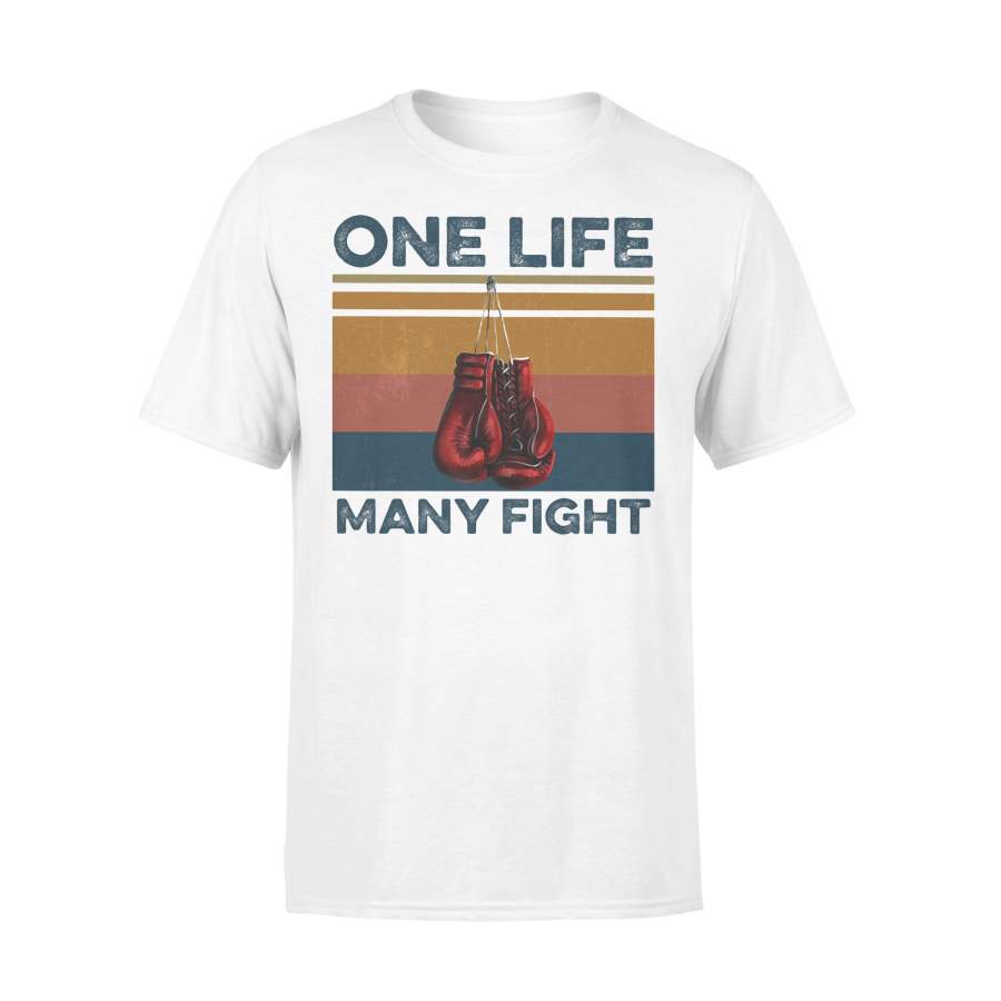 Boxing One Life Many Fight Vintage Retro T-shirt