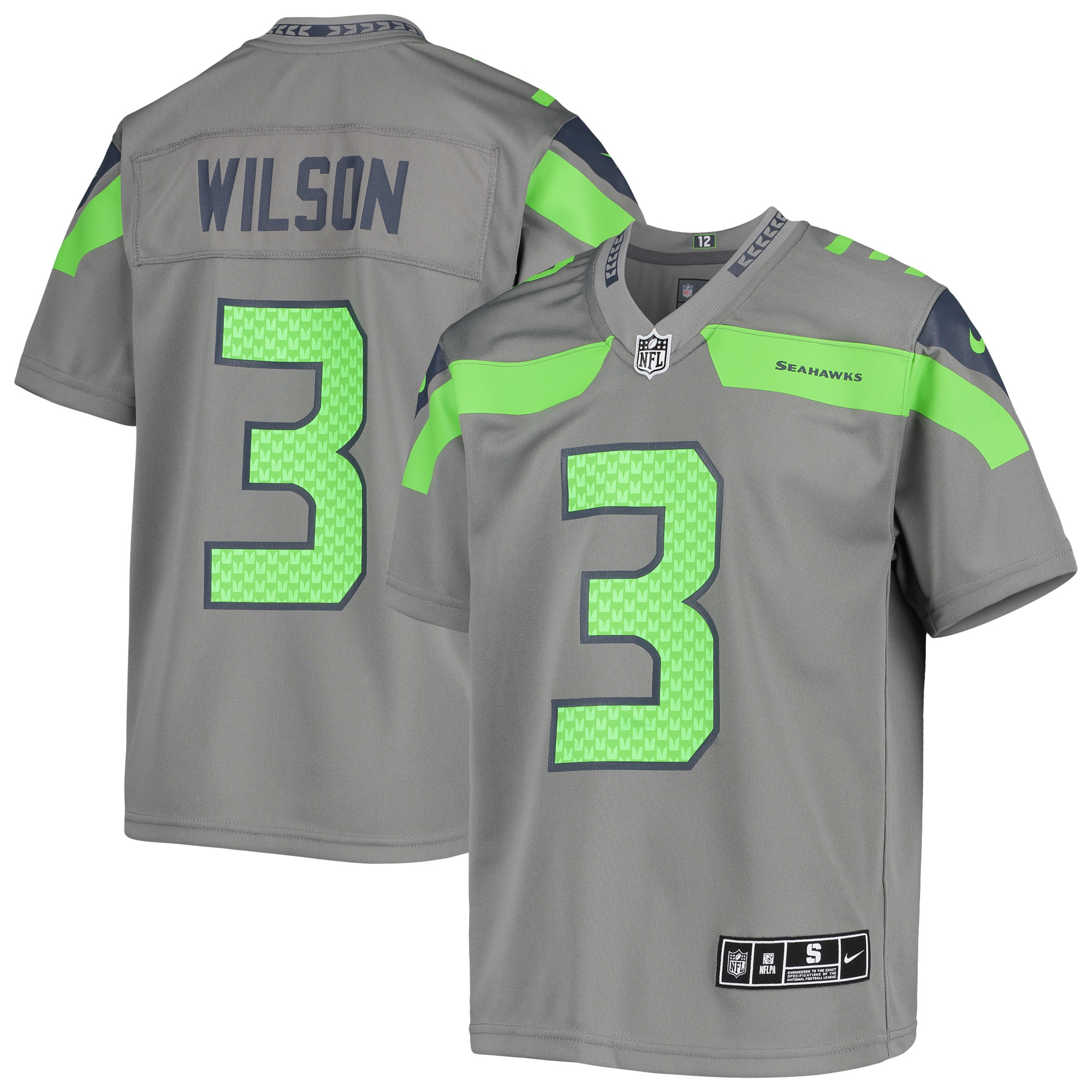 Youth Seattle Seahawks Russell Wilson Gray Inverted Team Game Jersey