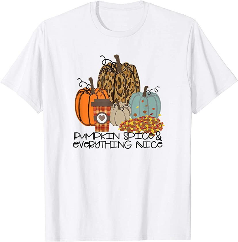 Pumpkin Spice & Everything Nice Leopard Print Pumpkin Latte T-Shirt