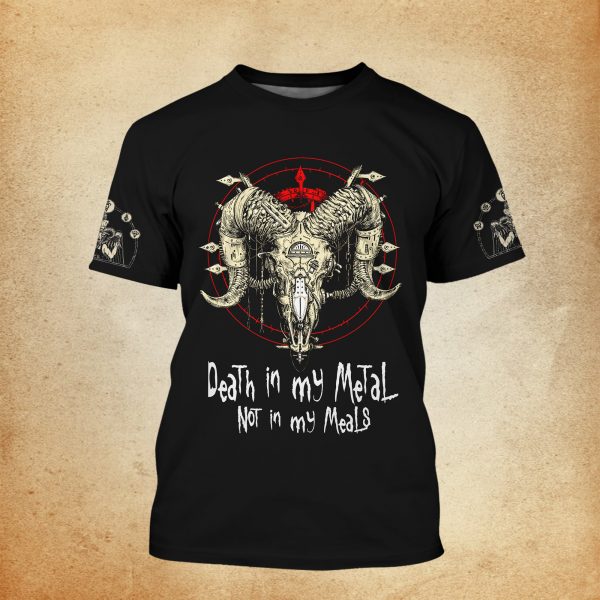 Death In My Metal Not In My Meals T-Shirt Vegan Shirt Gift For Vegans Metal Heads Td