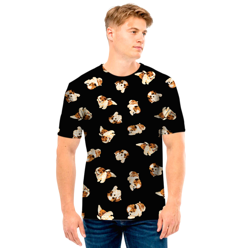 Shih Tzu Puppy Pattern Print Men’S T-Shirt