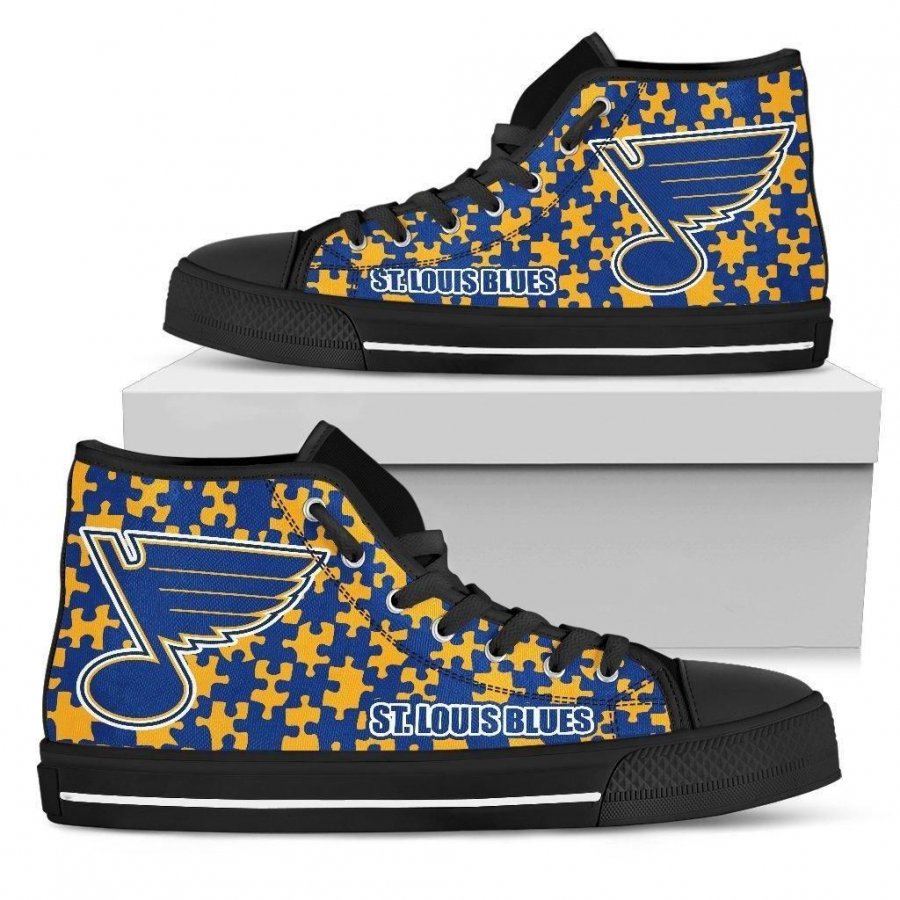 Puzzle Logo With St. Louis Blues High Top Shoes #973