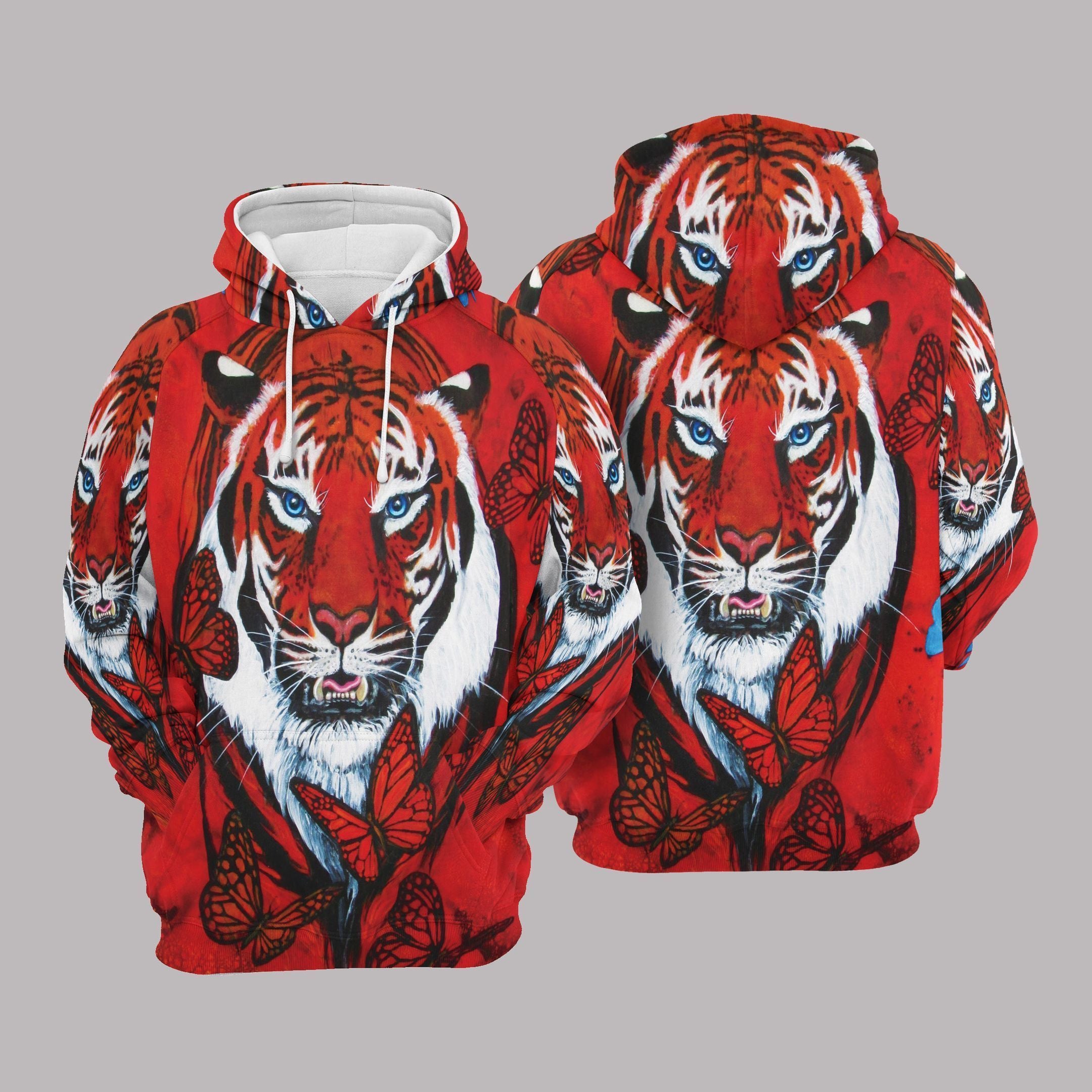 Tiger Red Graphic 3D Printed Sublimation Hoodie Hooded Sweatshirt Comfy Soft And Warm For Men Women S To 5Xl Ctc13038871