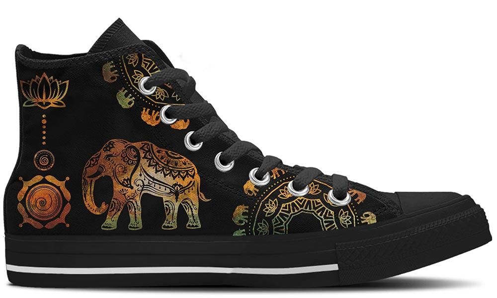 Ethnic Elephant High Top Shoes Sneakers