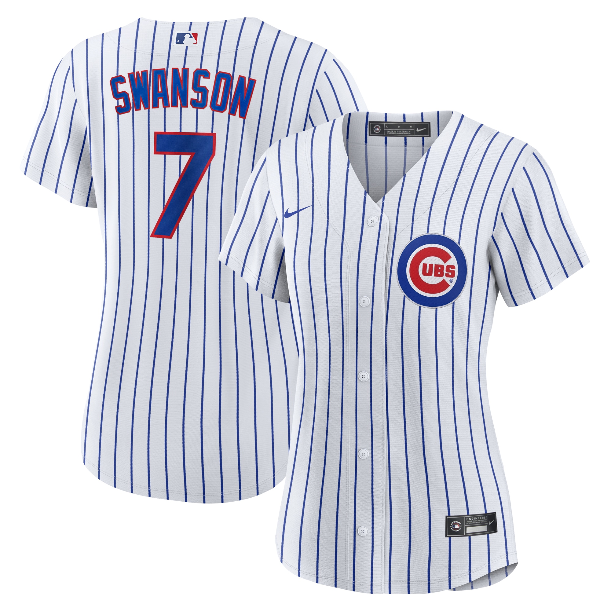 Women’s Chicago Cubs Dansby Swanson White/Royal Home Player Jersey