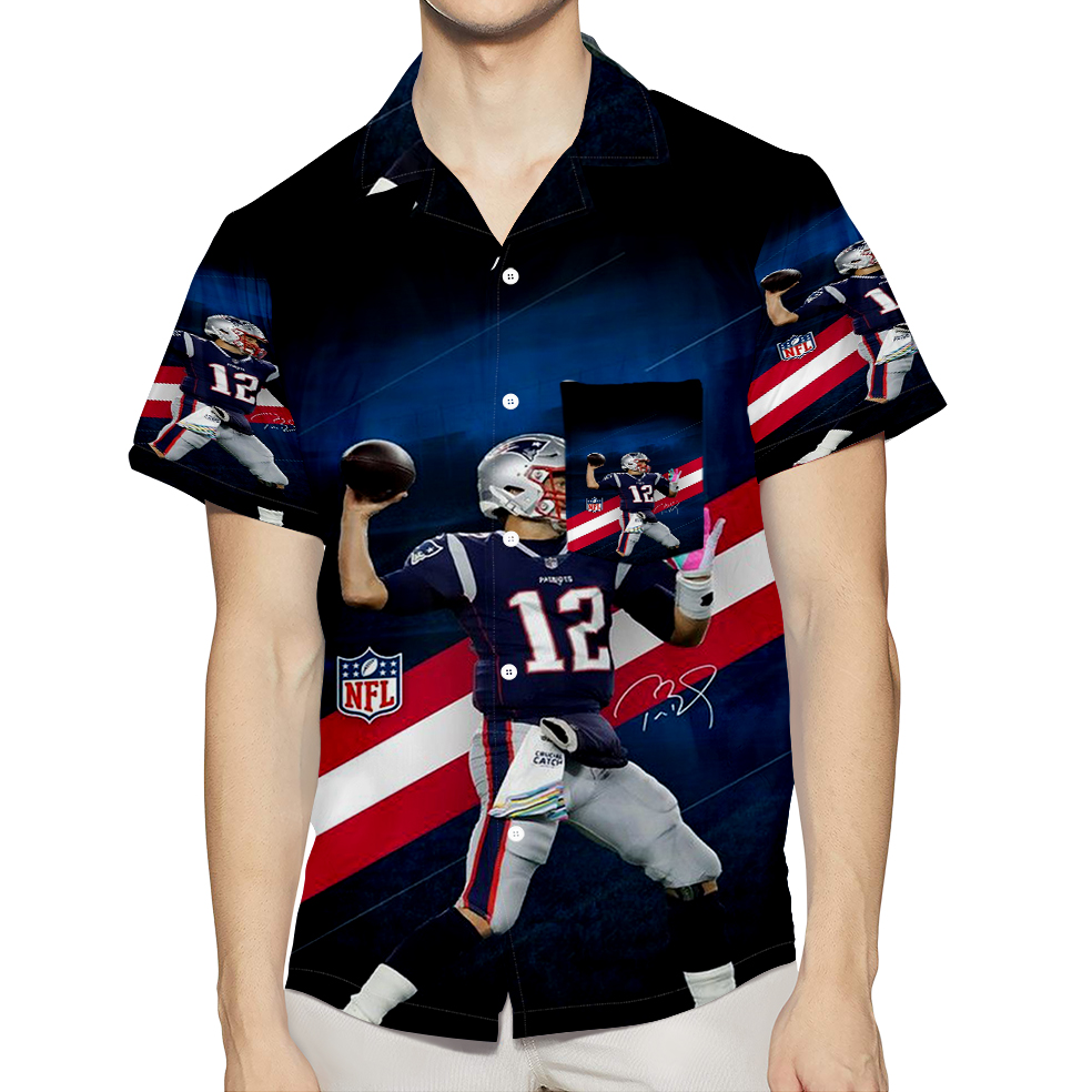 New England Patriots Tom Brady8 3D All Over Print Summer Beach Hawaiian Shirt With Pocket