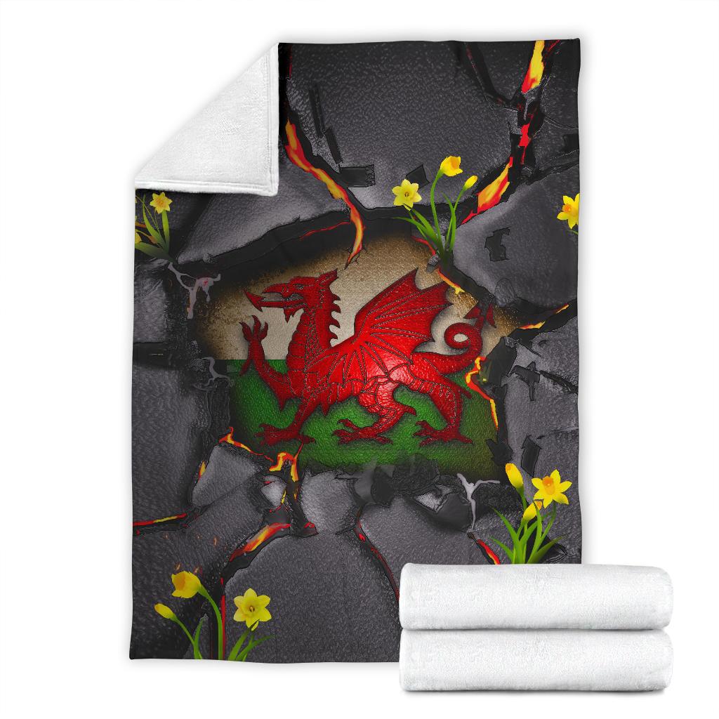 Wales Premium Blanket – Welsh Dragon Daffodil Lava A02