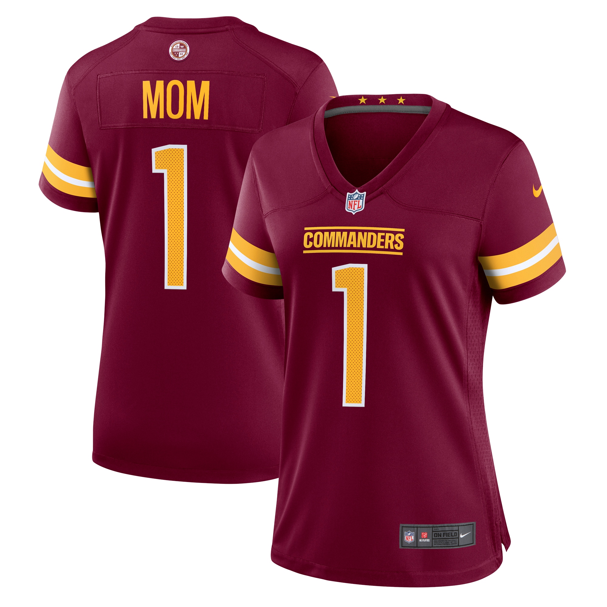 Number 1 Mom Washington Commanders Women's Game Jersey – Burgundy