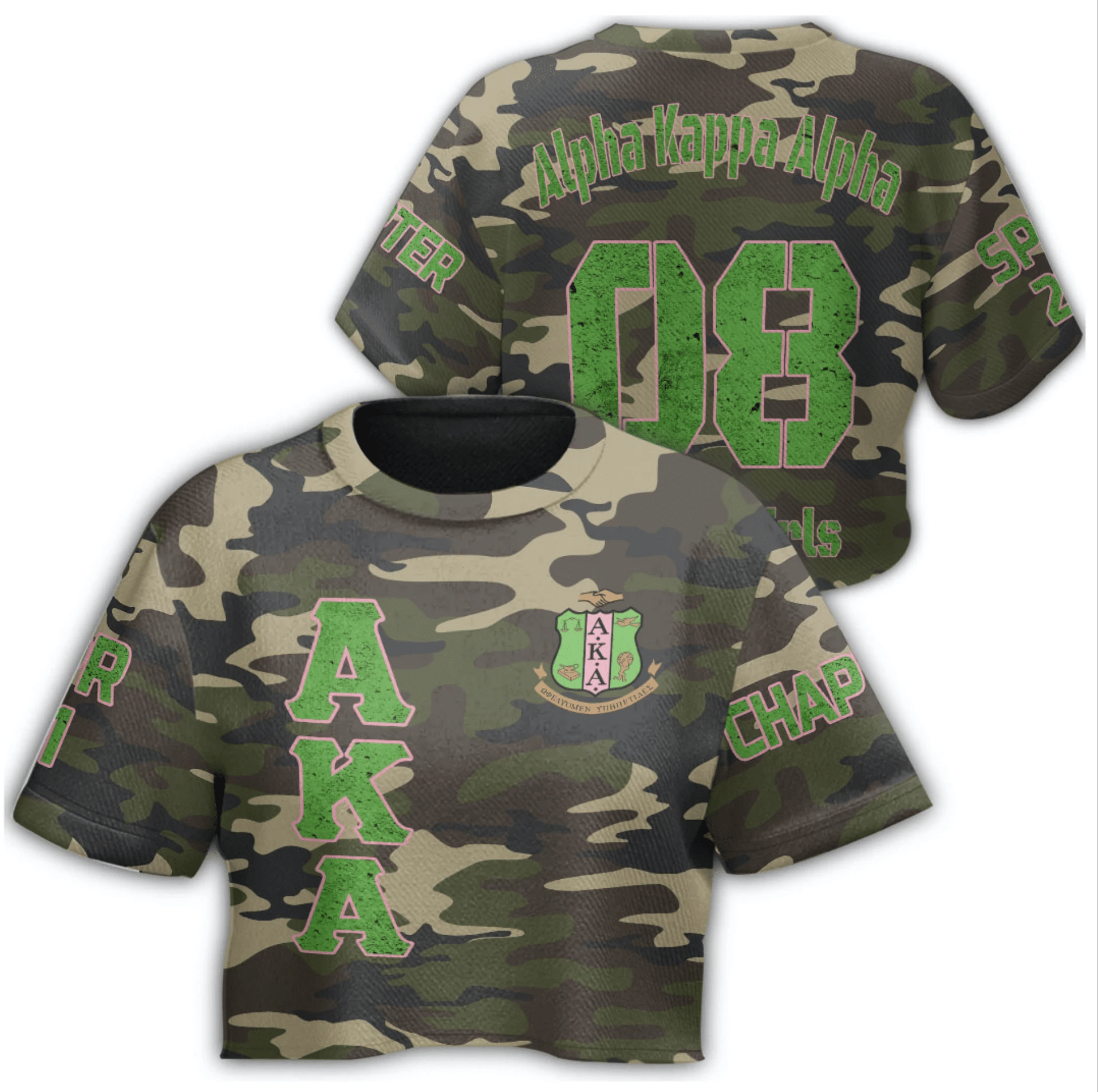 (Custom) Africa Zone T-Shirt – Alpha Kappa Alpha Camouflage Croptop T-Shirt A31