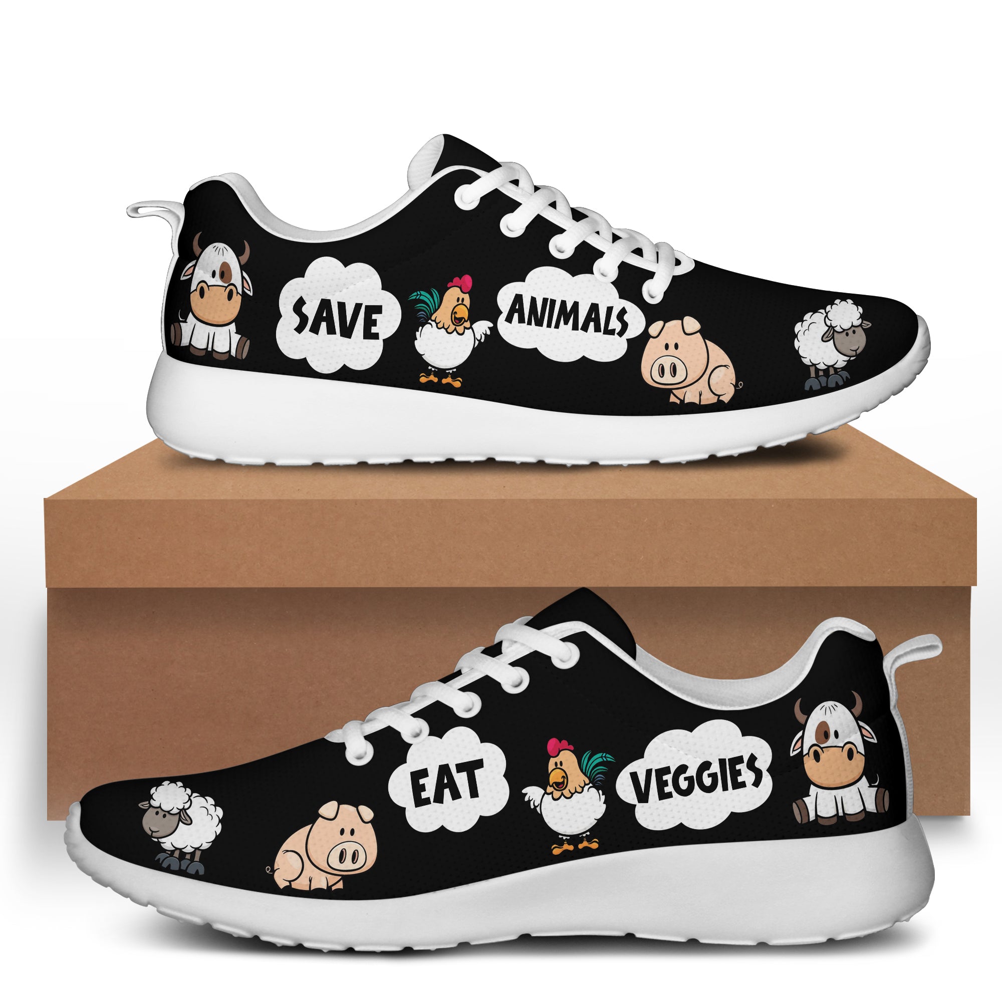 Vegan Eat Veggies Save Animals White Roshe Shoes